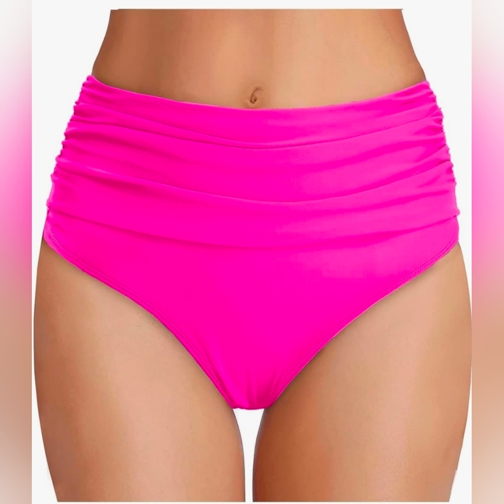 Women's High-Waisted Pink Bikini Bottom